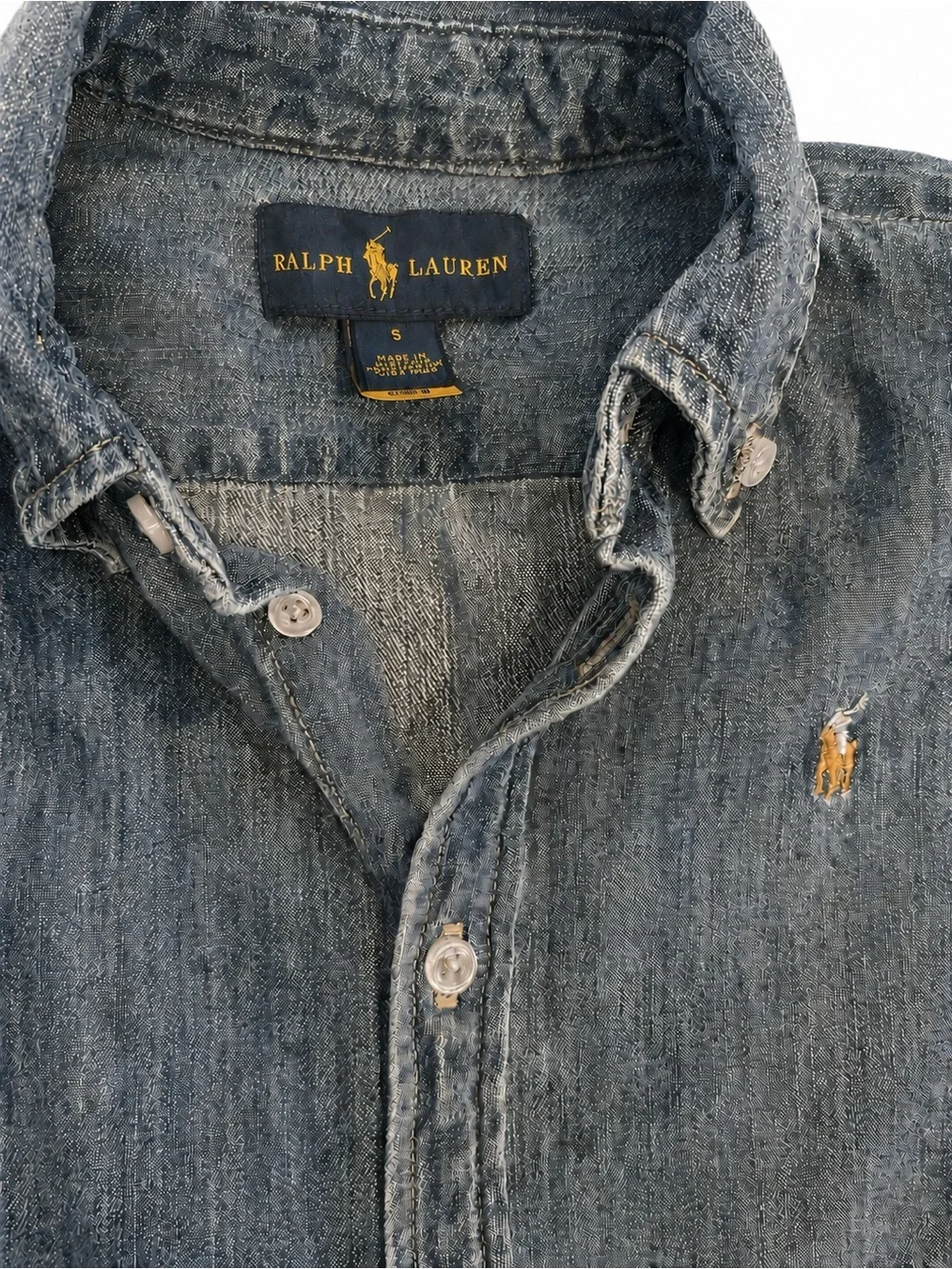 Ralph Lauren Girls Chambray Fit & Flare Shirt Dress Size Small 7